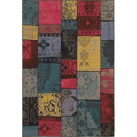 Area Rugs, Revival 501M7 6X9 Rectangle - Multi/ Charcoal-Polypropylene